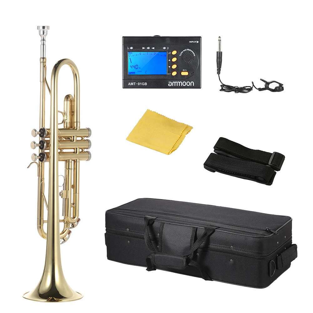 Buy ammoon Trumpet Bb B Flat High quality Brass Gold painted Trumpet with