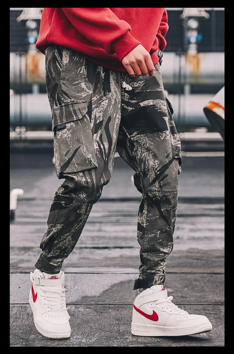 Gersri мужские брюки хип-хоп бегунов модные комбинезоны брюки повседневные Карманы камуфляжные мужские тренировочные брюки 4XL Большие размеры