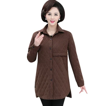 

Women Quilted Shirts Coffee Green Purple Padded Blouses Casual Wad Top Woman Cotton Linen Shirt Thicken Blouse Female Warm Tops