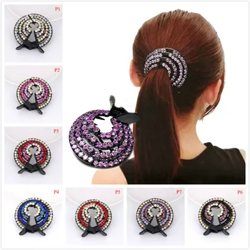 

High Quality Shining Hair Accessory Women Ladies Hair Clips Nest Rhinestone Hairpin Ponytail Bun Holder Accessory Wholesale