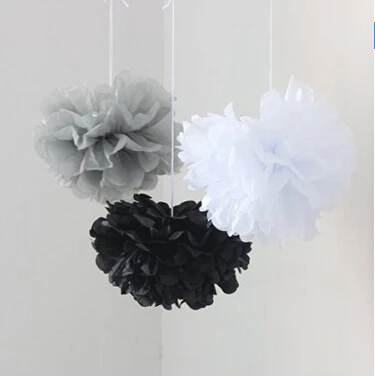 

PCS White Grey Black Tissue Paper Flower Pom Poms Pompoms Wedding Birthday Anniversary Party Christmas Girls Room Decoration