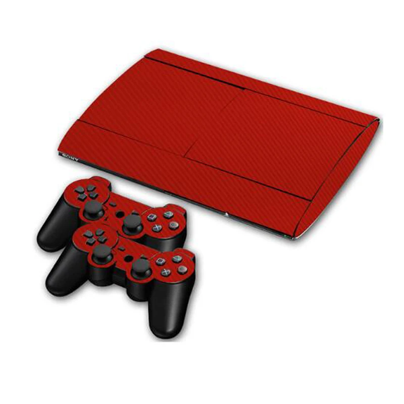 Виниловая наклейка из углеродного волокна для sony PS3 Super Slim 4000 и 2, наклейка с контроллером s для PS3 S 4000, геймпад - Цвет: Красный