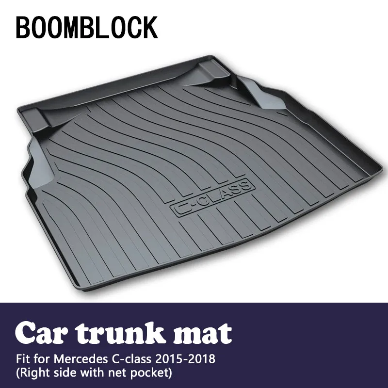 BOOMBLOCK For Mercedes W205 C-class 2015 2016 2017 2018 Waterproof Anti-slip Car Trunk Mat Tray Floor Carpet Pad Protector