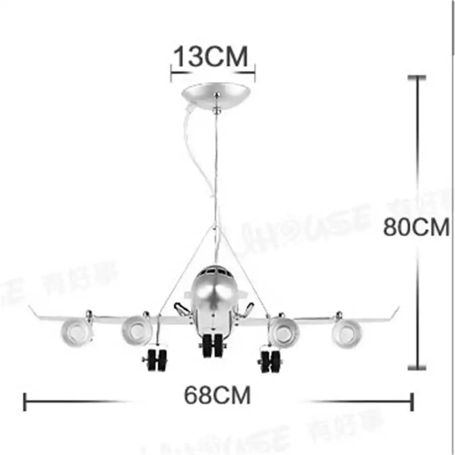 Креативная детская комната самолет Серебряный люстра светильник ing led подвесной светильник для детей спальня Детский сад самолет светильник
