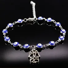 Сердце Браслеты нержавеющей стали браслеты для Для женщин синий злой глаз хамса руки очаровывательный браслет ювелирные изделия подарок ojo turco B17919