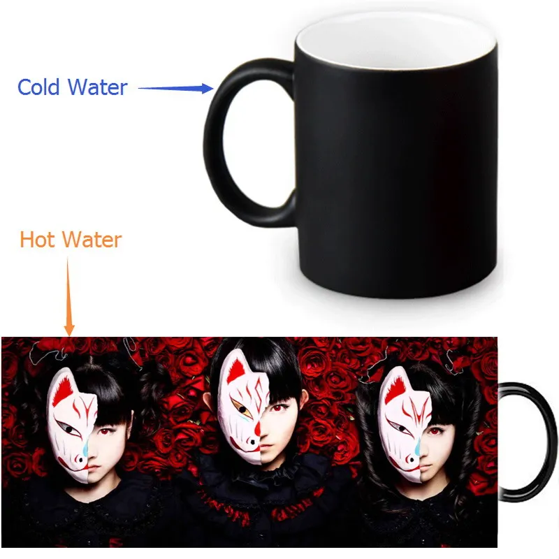 

2017 Custom 12oz Morphing Mugs BABYMETAL Coffee Tea Milk Mug Hot Cold Heat Sensitive Color Changing Black Ceramic Cup