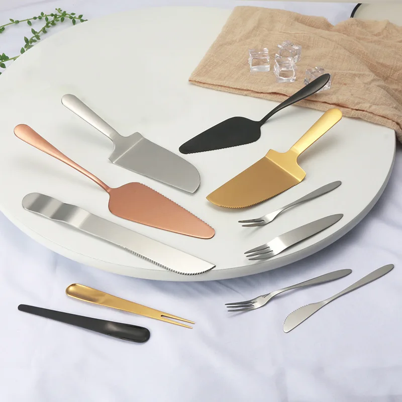 

Stainless Steel Fruit Fork Tableware Cake Spatulas Fork Knife Pastry Cutter Knife Baking Tool Gadget