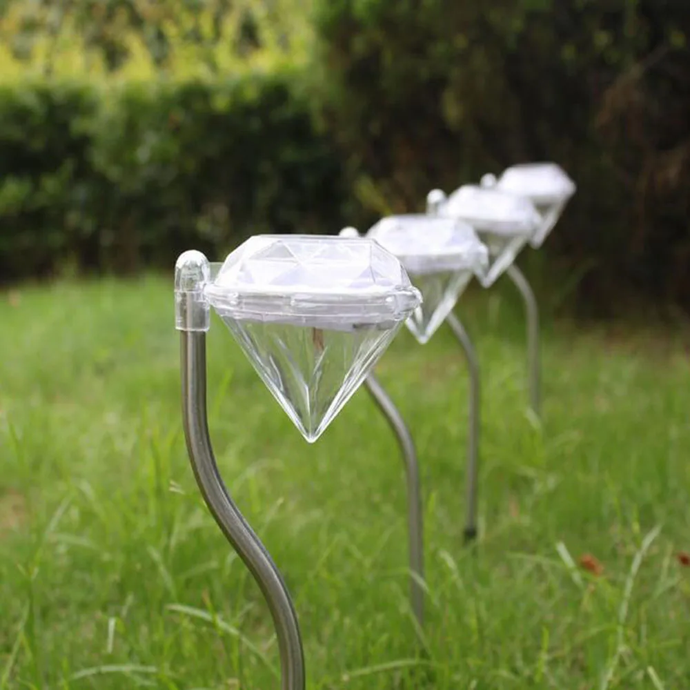 4 Pcs/Lot Solar Diamond LED Spot Lights Stainless Steel Garden Path Lawn Landscape Lamps Led Light|Газонные лампы| |