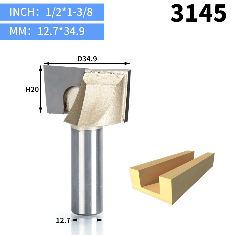 HUHAO 1pcs 1/2" Shank CNC Cleaning bottom router bit Woodworking Tools two Flute endmill router bits for wood cutting tools - Длина режущей кромки: 3145