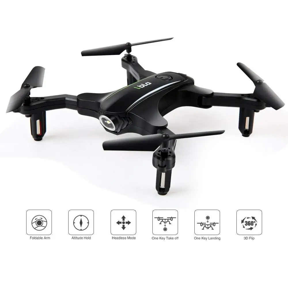 

LBLA Mini Foldable RC Drone Helicopter 2.4Ghz 6-Axis Gyro Altitude Hold RC Quadcopter Black No Camera Children Kids Toys 77-27
