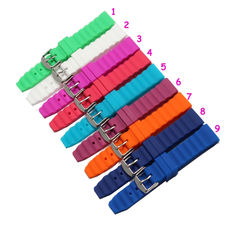 High quality 18MM rubber watch strap Green color Watch band women and men watch strap Free