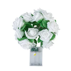 2022NEW 2M 20led AA Battery Powered Rose Flower Christmas Holiday String Lights Valentine's Day Wedding Party Garland Decor