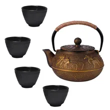 Чугунный чайник и чашки чайные наборы Золотая рыбка чайный горшок Caneca с фильтром металлический чайник Copo 5 шт