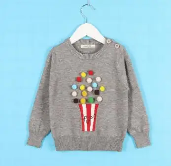 Campure/Новинка г., осенний свитер для маленьких девочек Детские вязаные свитера с рисунком «попкорн» для девочек, вязаный свитер пуловер для девочек, одежда - Цвет: Серый