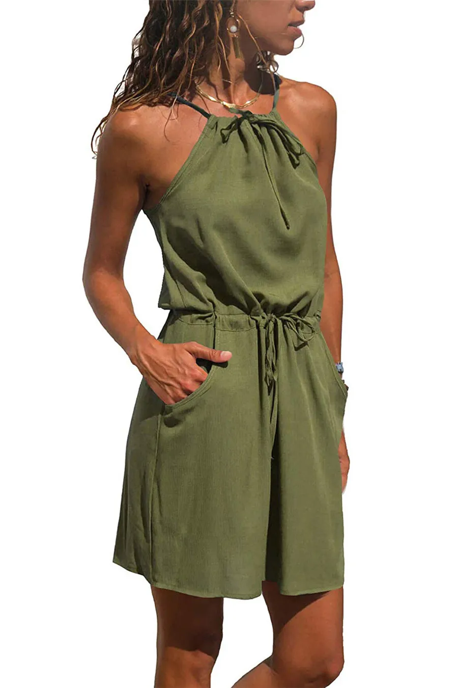 Gladiolus Chiffon Women Summer Dress Spaghetti Strap Floral Print Pocket Sexy Bohemian Beach Dress 2019 Short Ladies Dresses (48)