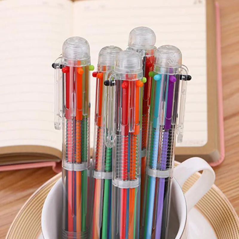 

1pc Novelty Multicolor Ballpoint Pen Multi-Function 6 In 1 Color Stationery Creative School Supplies Press Graffiti Painting Pen