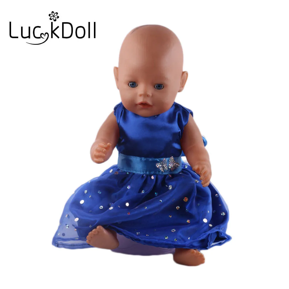Цельнокроеное синее платье принцессы Luckdoll размер 43 см 18 дюймов лучший подарок
