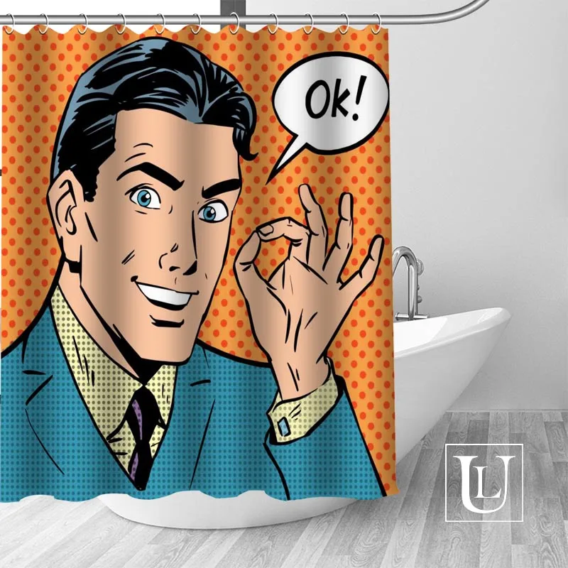 Пользовательские комиксы поп-арт Водонепроницаемая занавеска для ванной комнаты ткань полиэстер занавеска для душа 1 шт. на заказ - Цвет: 4