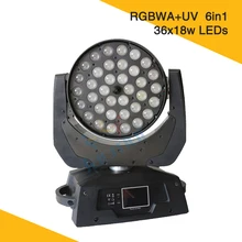 36*18 Вт Led увеличение луча движущийся головной свет RGBWA+ UV 6в1 мыть движущийся Dj свет
