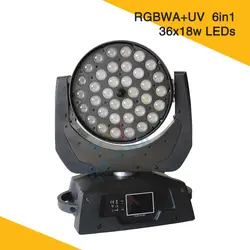 36*18 Вт Led увеличение луча перемещение головы свет RGBWA + УФ 6in1 мыть Dj