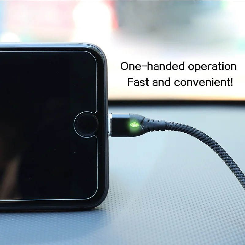 Магнитный USB кабель для быстрой зарядки 3A быстрое освещение Micro Type C зарядный