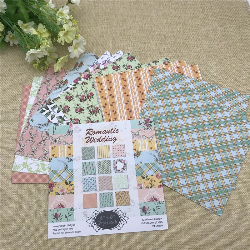 

24 sheet 6"X6" Romantic Wedding of the flower patterned paper Scrapbooking paper pack handmade craft paper craft Background pad