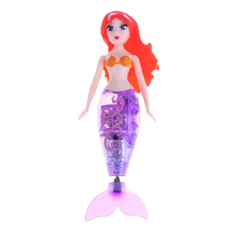 Куклы для плавания, игрушки Русалочки с светодиодный светильник, фигурки, электронные игрушки в виде рыбьего хвоста для девочек, подарок на день рождения - Цвет: Фиолетовый