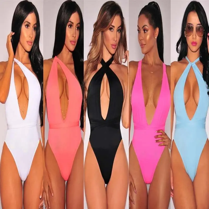 

Womens One-Piece Swimsuit Solid Bandage Bikini Push-up Padded Bra Bathing Swimwear Many Ways To Wear It