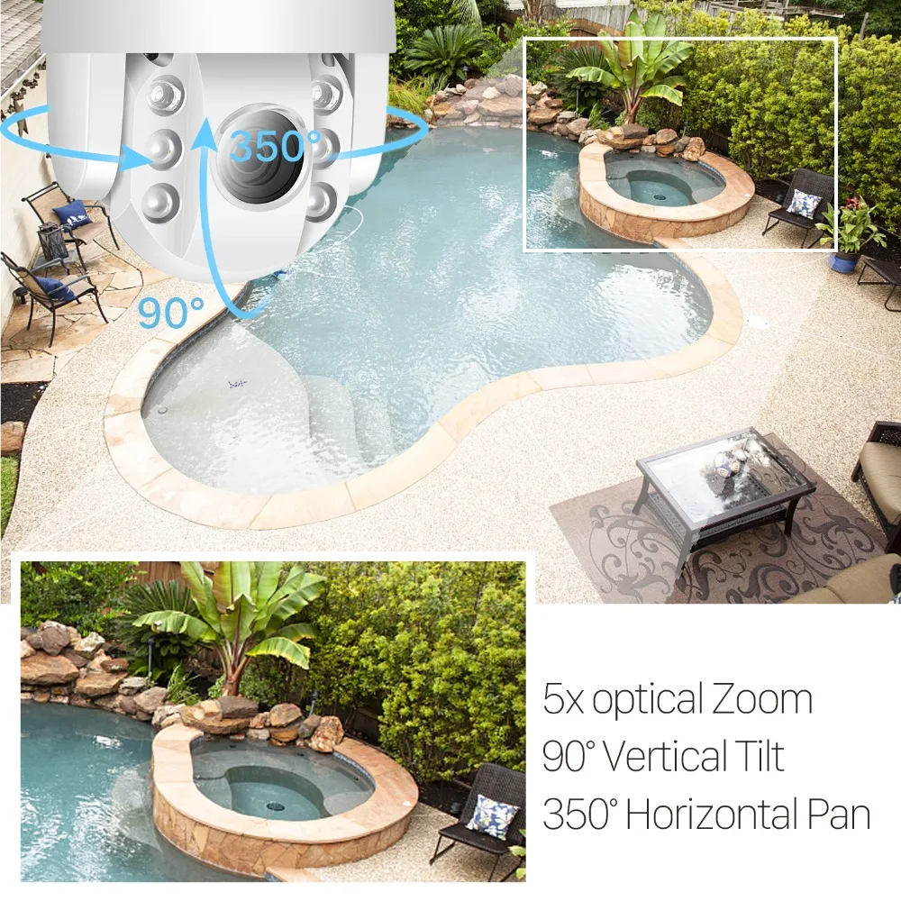 BESDER мини наружная PTZ 5X оптический зум 1080P Wifi скоростная купольная камера IP66