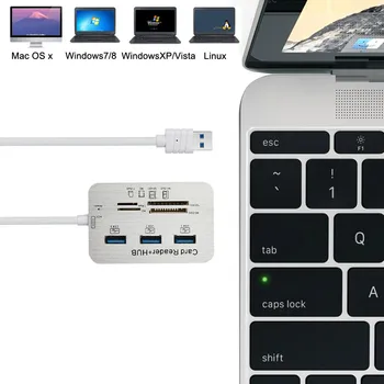 

3 Port Aluminum USB 3.1 Hub With MS SD M2 TF Multi-In-1 Card Reader Portable New support plug and play power status. 64#