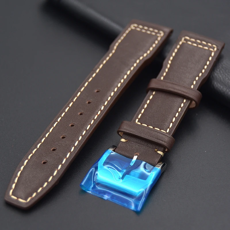 

20 21 22mm Genuine Leather Hand Stitching Vintage Watch Straps Calfskin Universal Watchbands for branded watch for iwc Tissot
