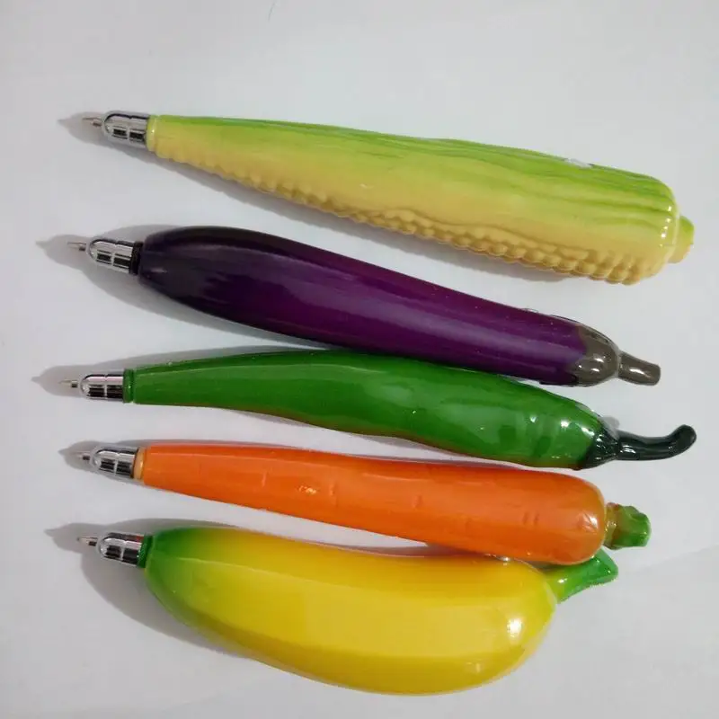 2Pcs Plastic Fruit/Vegetable Sharped Ball Point Pen for Students Newest Useful 