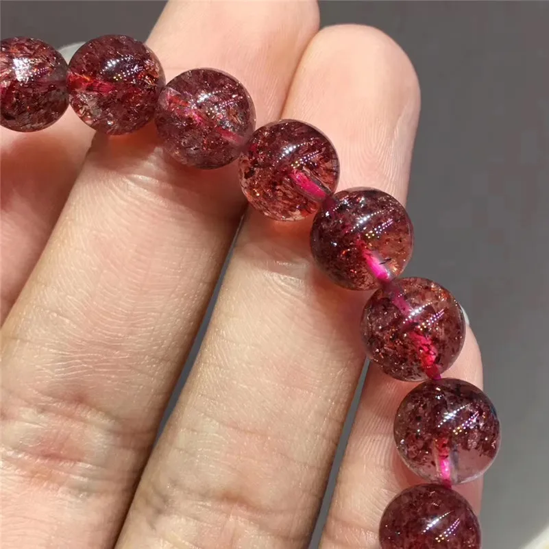 7,9 мм натуральный Lepidocrocite кварцевый браслет с кристаллами женский человек любовь подарок круглые бусины Подарок стрейч счастливый драгоценный камень ювелирные изделия