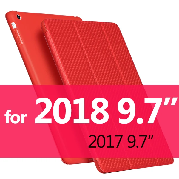 Для iPad чехол 6th Gen для iPad Pro 11 силиконовый мягкий чехол из искусственной кожи Smart Cover Funda для iPad 6го поколения чехол 9,7 - Цвет: carbon fiber Red 9.7