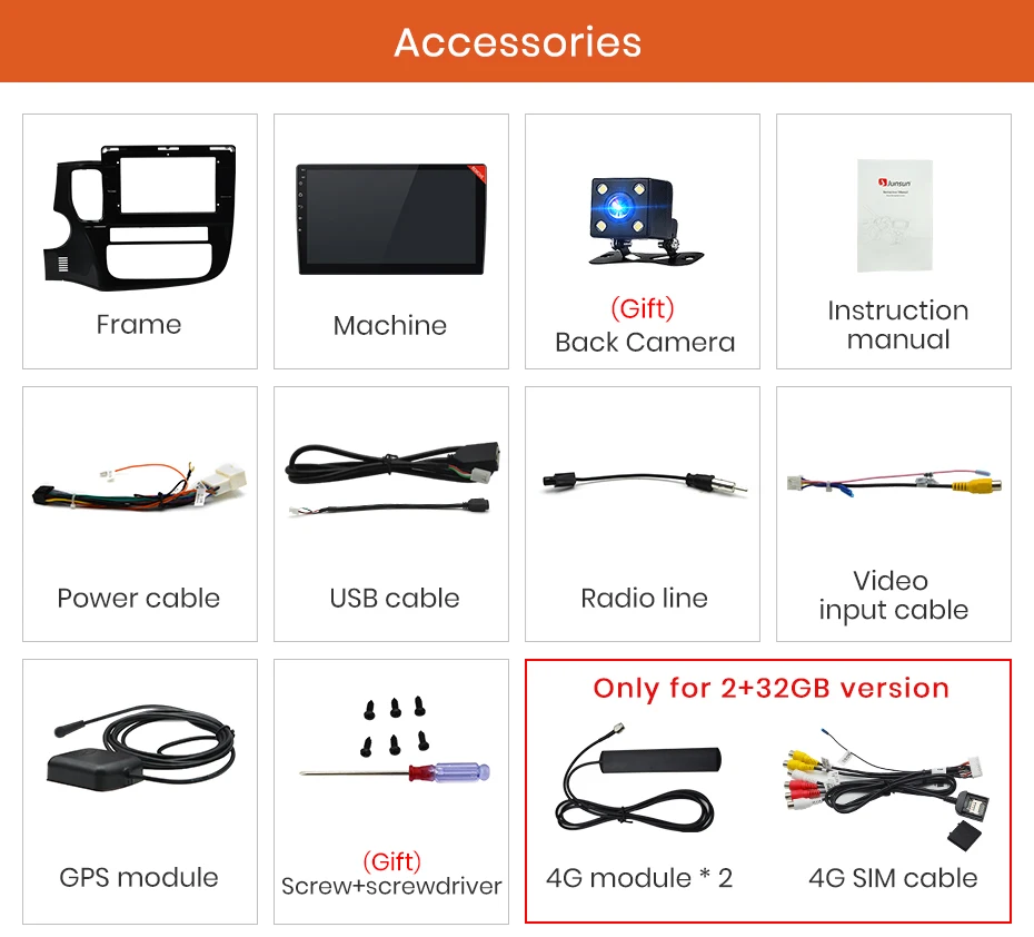 Discount Junsun 4G+64G CarPlay DSP Android 8.1 Car Radio Multimedia Stereo Player GPS 2 Din For Mitsubishi Outlander 3 2012-2018 no dvd 29