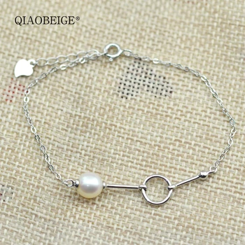 

QIAOBEIGE DIY Pearl Mountings assembled by yourself 925 silver Round Bracelet Jewelry Korean Star design Top Quality Wholesale