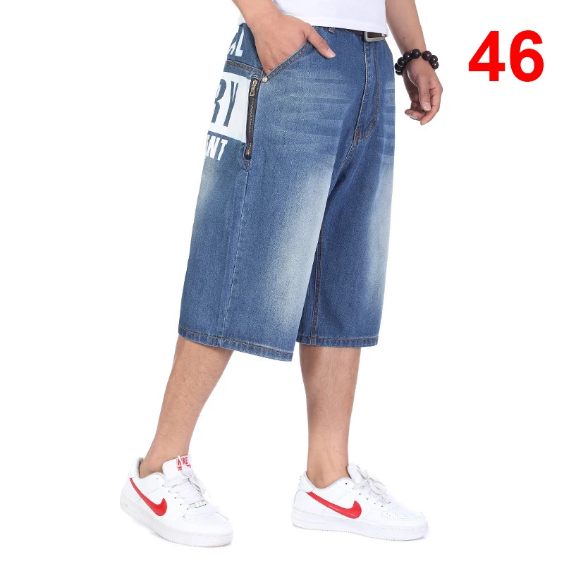 

Baggy Jeans Men Denim Calf-Length Pants Loose Streetwear Jeans Casual Summer Skateboard Pants for Men Big Size Trousers HN18