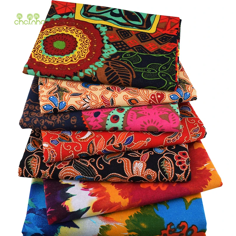 Chainho,Bright Colors,Printed Cotton Linen Fabric For DIY Quilting & Sewing Sofa,Table Cloth,Curtain,Bag,Cushion Material,50x145
