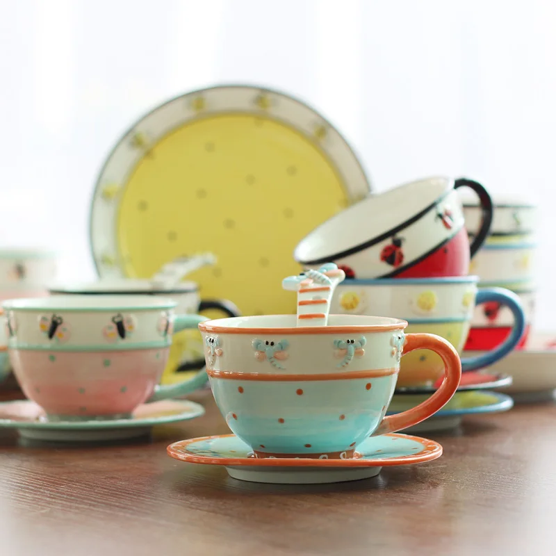 

5pcs/set Cute Cartoon Small Insect style Porcelain Dining Serving Utensil Dinnerware Microwave safe Kids Children Tableware Gift