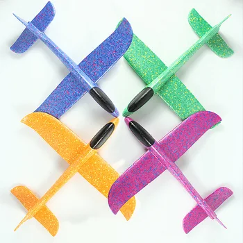 

1pc Hand Throw Aircraft DIY Flying Glider Foam Airplane Model Flash Light-up Toys For Children Boys Outdoor Game 35cm 48cm Plane