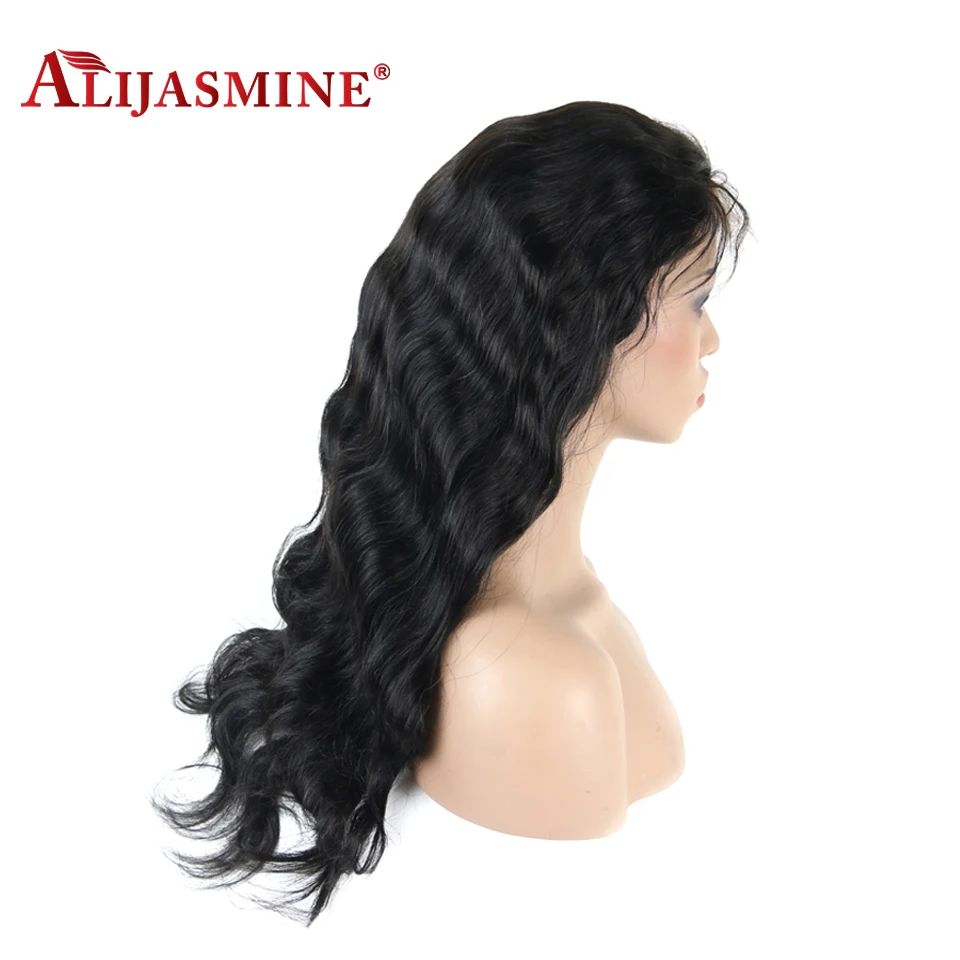 AliJasmine Remy Малайзии тело волна Full Lace натуральные волосы парики для Для женщин шелк база парик с ребенком волос 8-24