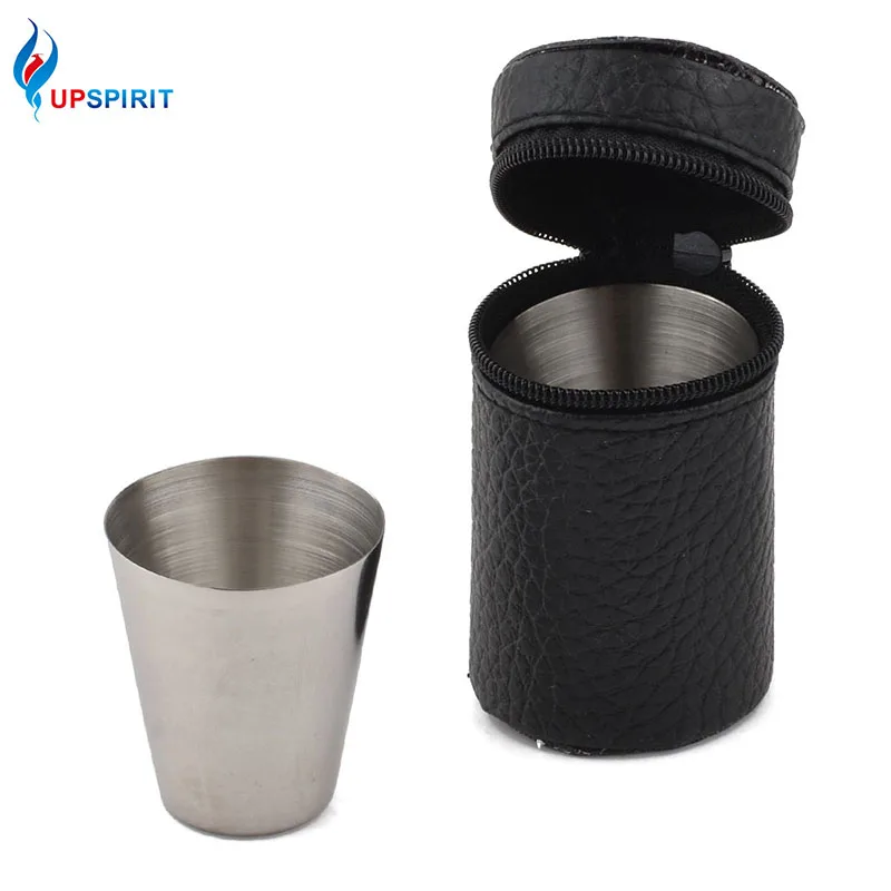 

Upspirit 4Pcs/set Stainless Steel Shot Cup with a Zipping Case Whiskey Wine Drinking Cup Unbreakable Measuring Cup Drinkware