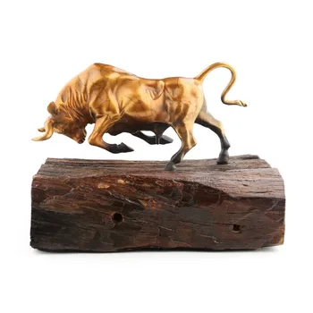 

High Quality Artwork Vintage Bull Crafts Ornaments Boat Wooden Base Living Room Decorations