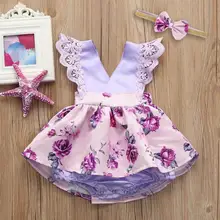 MUQGEW/комплект летней одежды из 2 предметов для новорожденных девочек, Кружевное боди с рукавами-крылышками для малышей, платье-пачка с бантом, повязка на голову, наряд# XTN