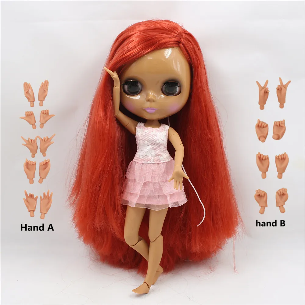 Ледяной DBS Blyth кукольные 1/6 bjd прямого силуэта Цвета красный волосы блестящие уход