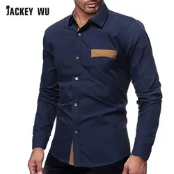 JACKEY WU для мужчин рубашка 2018 Высокое качество для бизнес на каждый день Slim рубашка с длинными рукавами деловой кардиган Европа размеры