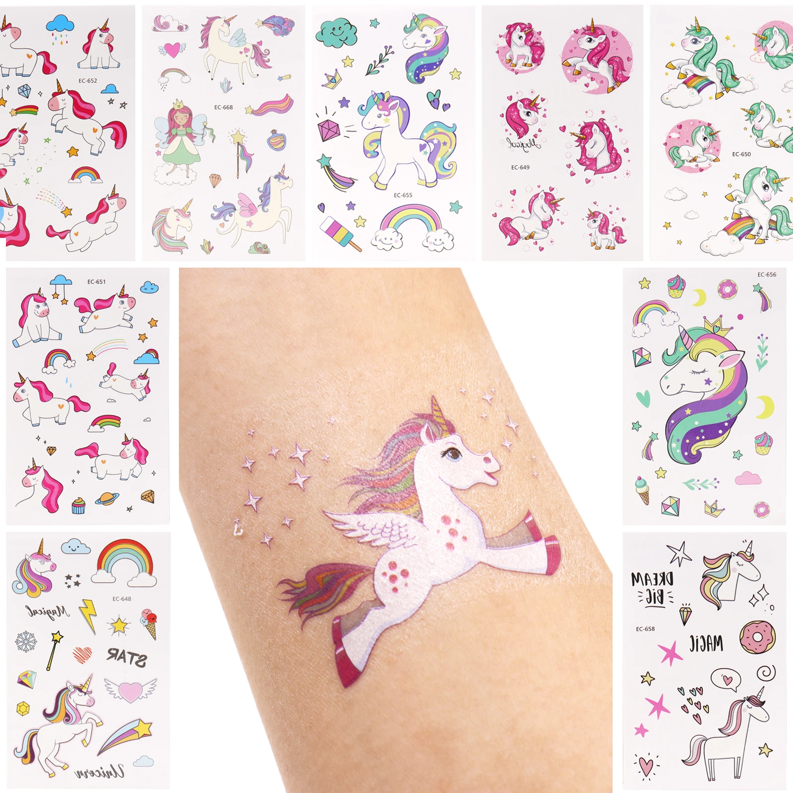 1pc Baby Cartoon Unicorn Tattoo For Body Girl Cute Fake Children Tatouage Temporaire Kid Art Waterproof Temporary Tattoo Sticker Party Diy Decorations Aliexpress
