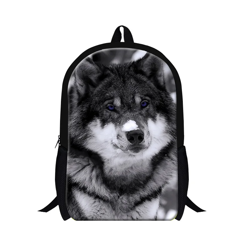 

Personalized School Backpack for boys, Wolf 3D printing childrens bookbags,cool mens day back pack,wolf in snow pattern design