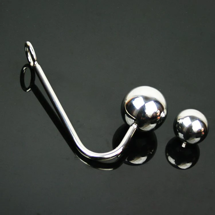 140g Stainless Steel Anal Hooks Metal Butt Plug With 2 Balls Gay Sex