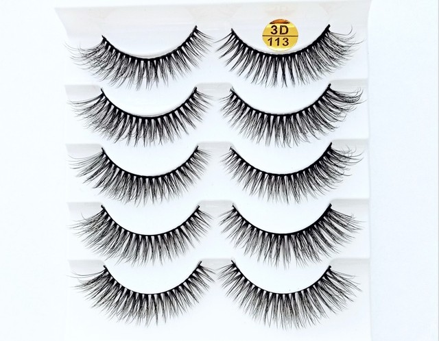 5 pairs 3D mink false eyelashes natural makeup eyelash extension long cross volume soft fake eye lashes winged faux cils